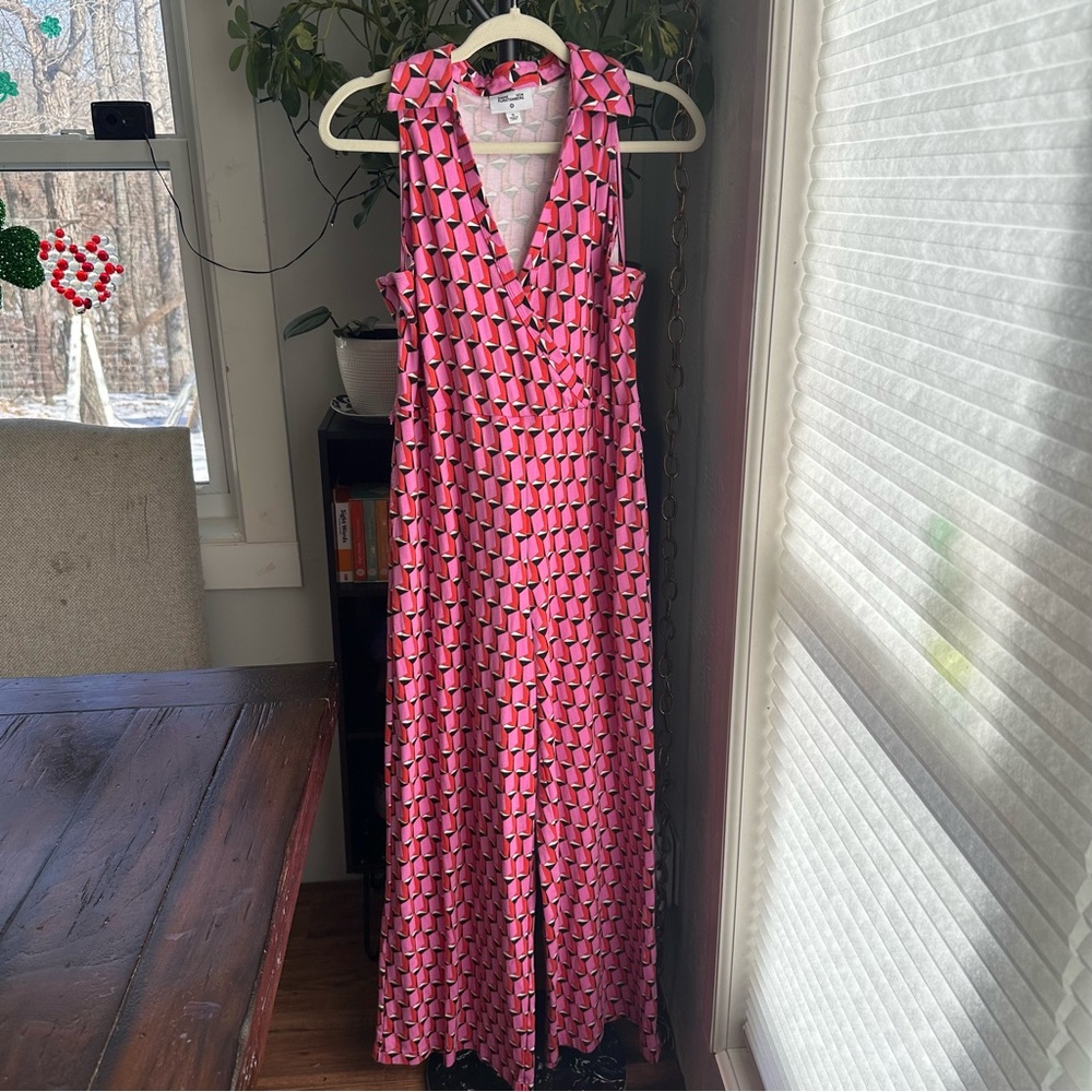 DIANE VON FURSTENBERG Pink Patterned Women's Jumpsuit